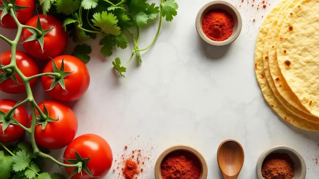Fresh Ingredients Fresh ingredients for an Authentic Chicken Enchilada Recipe.