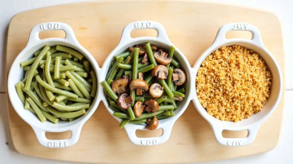 Green Bean Casserole Variations Three variations of Campbell soup green bean casserole recipe: classic, mushroom, and panko topping.