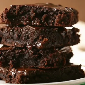 The Ultimate Gooey Brownie Recipe: Fudgy Chocolate Heaven Stack of decadent, fudgy Gooey Brownie Bliss squares with melted chocolate.