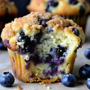 The BEST Moist Blueberry Muffin Recipe You'll Ever Make A freshly baked, incredibly moist blueberry muffin recipe with a bite taken out, showing the juicy blueberries inside.